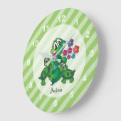 Grande Horloge Ronde Cartoon mignonne Momma Turtle et ses bébés (Angle)