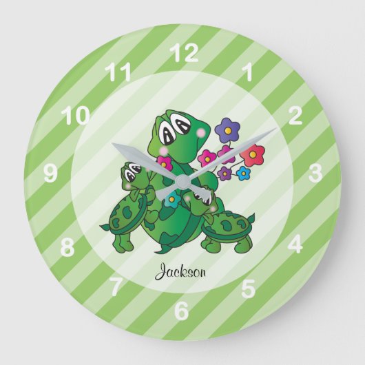 Grande Horloge Ronde Cartoon mignonne Momma Turtle et ses bébés (Recto)