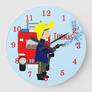 Grande Horloge Ronde Cartoon pour enfants sympa Camion de lutte contre 