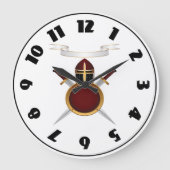 Grande Horloge Ronde Casque Chevalier Médiéval Crest Bouclier des épées (Recto)