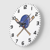 Grande Horloge Ronde Casque de baseball et chauves-souris (Angle)