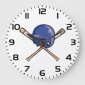 Grande Horloge Ronde Casque de baseball et chauves-souris (Recto)