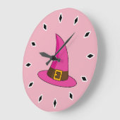 Grande Horloge Ronde Casquette de sorcière rose (Angle)