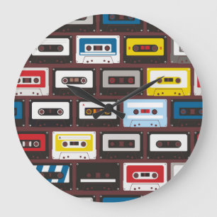 Grande Horloge Ronde cassettes audio vintages, arrière - plan continu.