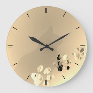Grande Horloge Ronde Cat Paw Crème propre Brown