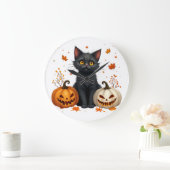 Grande Horloge Ronde cat pumpkin (Maison)