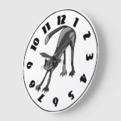 Grande Horloge Ronde Cat Stretching Clock (Angle)