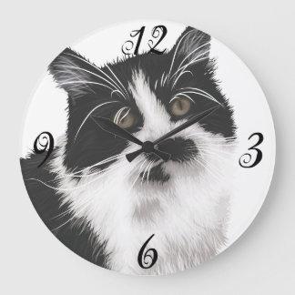 Grande Horloge Ronde Cat Wall Clock