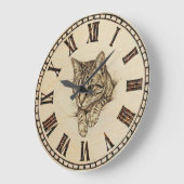 Grande Horloge Ronde Cat wooden Wall Clock (Angle)
