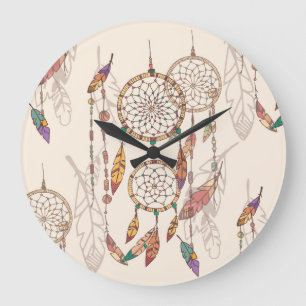 Grande Horloge Ronde Catcher de rêve bohémien sans couture