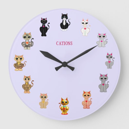 Grande Horloge Ronde Cats de la Coupe moderne (Recto)