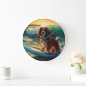 Grande Horloge Ronde Cavalier King Beach Surf Peinture (Maison)