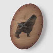 Grande Horloge Ronde Cavalier King Charles Spaniel Silhouette Rustique (Angle)