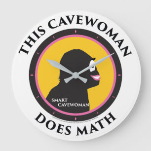 Grande Horloge Ronde Cavewoman de Smart de maths d'horloge murale