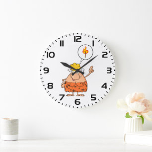 Grande Horloge Ronde Cavewoman pense au bâton de feu