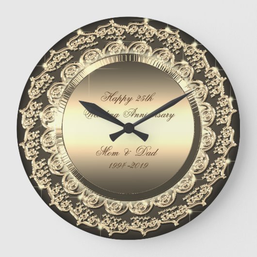 Grande Horloge Ronde Célébration de 25 ans de mariage florale or (Recto)