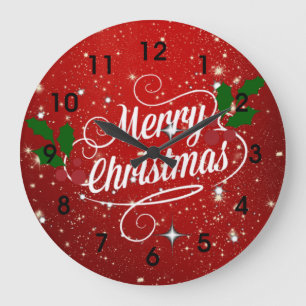 Grande Horloge Ronde Célébration rouge, Joyeux Noël