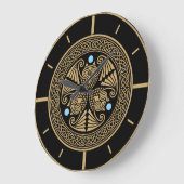 Grande Horloge Ronde Celtic Owl Trio (Angle)