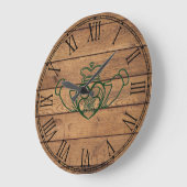 Grande Horloge Ronde Celtic rustique Claddagh (Angle)