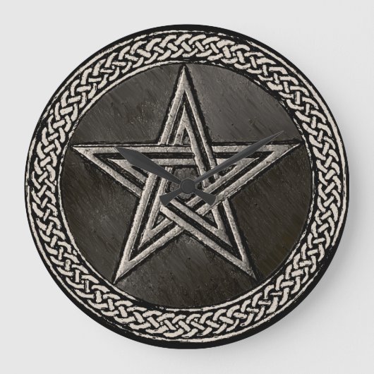 Grande Horloge Ronde Cercle celtique pentacle (Recto)