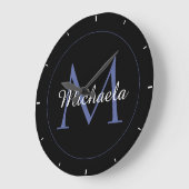 Grande Horloge Ronde Cercle minimal moderne nom initial monogramme mode (Angle)