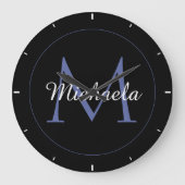Grande Horloge Ronde Cercle minimal moderne nom initial monogramme mode (Recto)