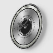 Grande Horloge Ronde Cercle noir et argent (Angle)
