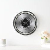 Grande Horloge Ronde Cercle noir et argent (Maison)