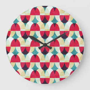 Grande Horloge Ronde Cercle vintage, motif abstrait transparent.