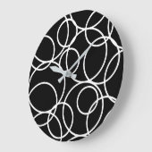 Grande Horloge Ronde Cercles blancs géométriques Noir moderne Abstrait (Angle)