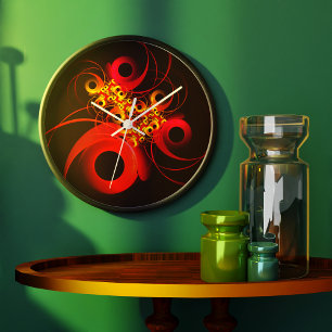 Grande Horloge Ronde Cercles colorés Motif d'art Abstrait moderne #08