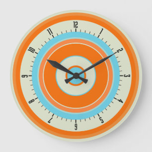 Grande Horloge Ronde Cercles concentrés colorés 03