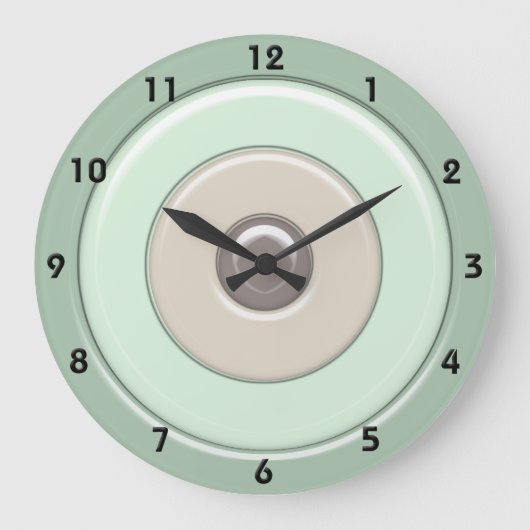 Grande Horloge Ronde Cercles de café et de menthe avec numéros (Recto)