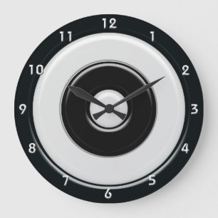 Grande Horloge Ronde Cercles et boudine noirs et blancs avec des