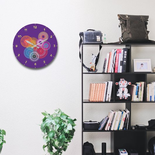Grande Horloge Ronde Cercles multicolores