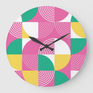 Grande Horloge Ronde Cercles vintages : Harmonie Graphique.