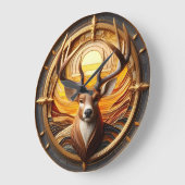 Grande Horloge Ronde Cerf avec soleil (Angle)