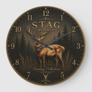GRANDE HORLOGE RONDE CERF – COLLECTION DE CHASSE