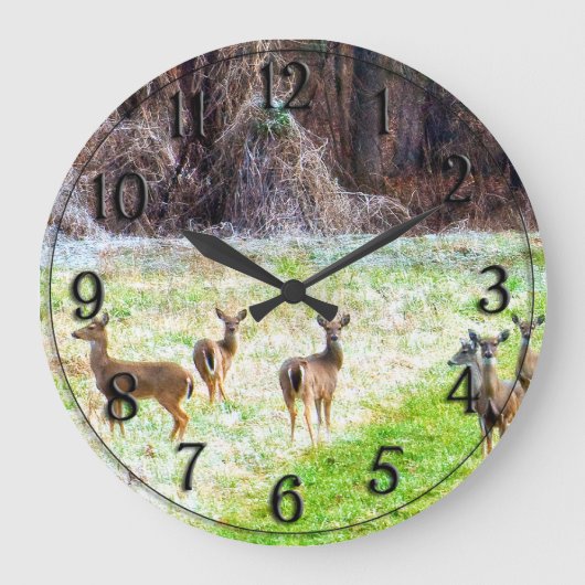 Grande Horloge Ronde Cerf dans le givre (Recto)