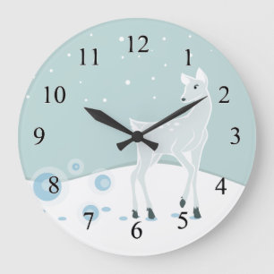 Grande Horloge Ronde Cerf neigeux