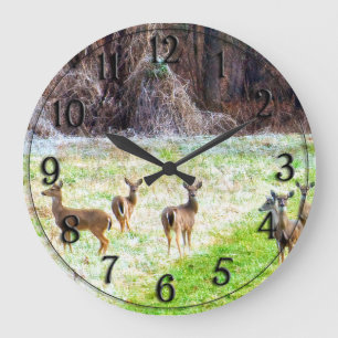 Grande Horloge Ronde Cerfs communs dans le Frost