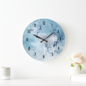 Grande Horloge Ronde Cerfs et pins d'hiver (Maison)