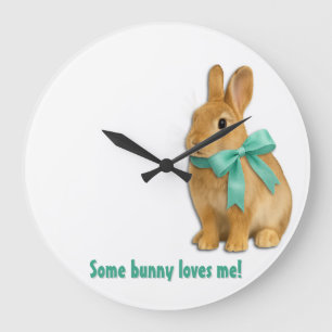 Grande Horloge Ronde Certain lapin m'aime !