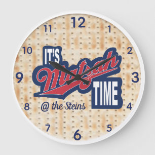 Grande horloge ronde "C'est le temps de Matzah"