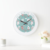 Grande Horloge Ronde C'est l'hiver Noël Mittens Motif à Mint (Maison)