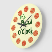 Grande Horloge Ronde C'est Pizza O'Clock (Angle)