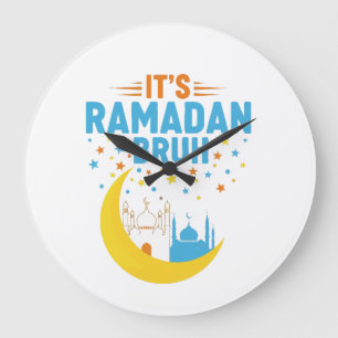 Grande Horloge Ronde C'est Ramadan Bruh Musulman Ramadan Moubarak Eid H