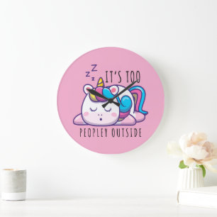 Grande Horloge Ronde C'est trop de gens en dehors de Unicorn Introvert