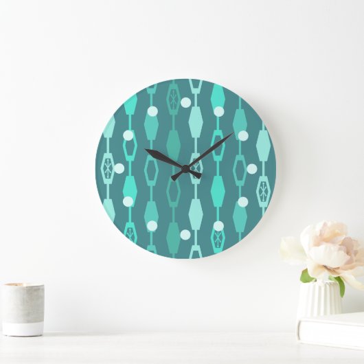 Grande Horloge Ronde Chaînes modernes du milieu du siècle Turquoise (Maison)