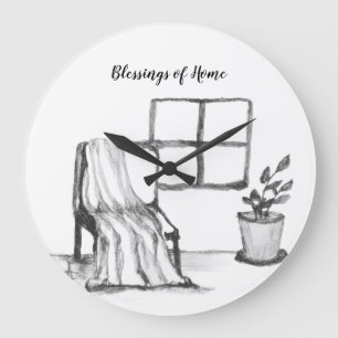 Grande Horloge Ronde Chaise de méditation près de la fenêtre avec plant